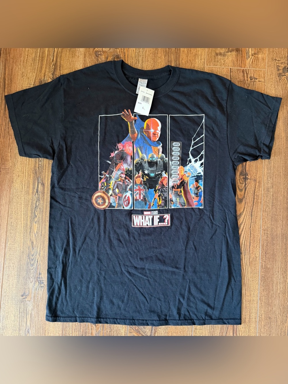 Marvel 'What If...?' Black Graphic Tee Size L Brand New